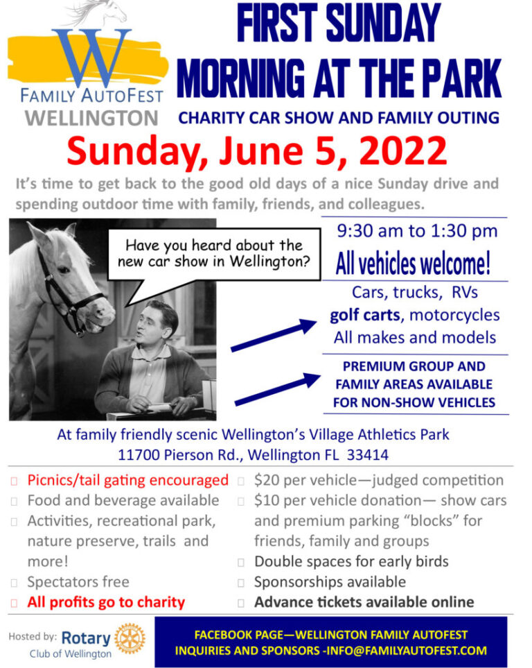 First Sunday Morning at the Park – Wellington Family AutoFest