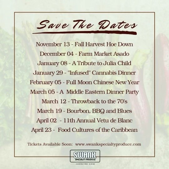 SWANK TABLE SCHEDULE AND FARMER’S MARKET
