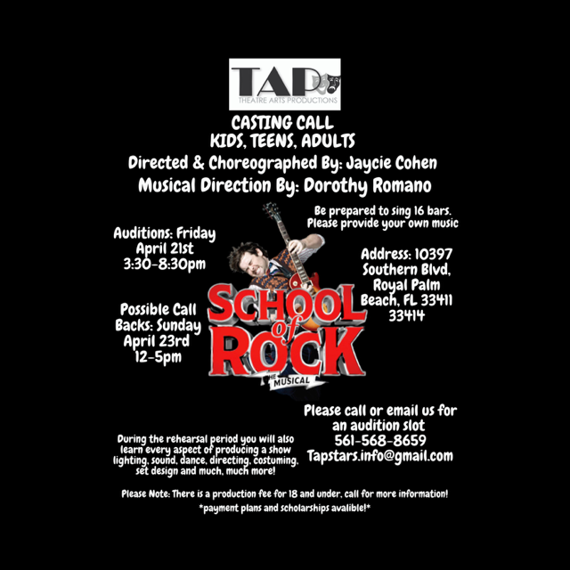 Audition Notice!! School Of Rock The Musical!