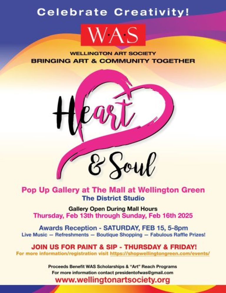 Wellington Art Society Announces a POP-UP Gallery -Valentine’s Day Weekend